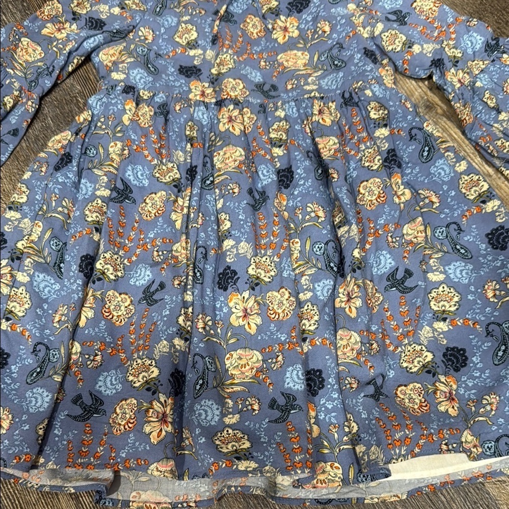 Floral Blue Kids Dress - Picture 2 of 8